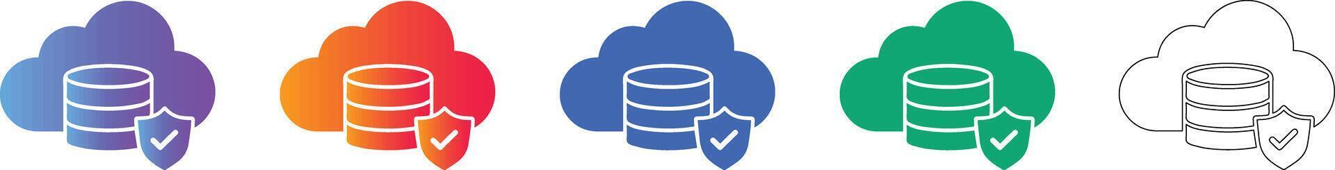 Secure Cloud Database Storage Icons vector