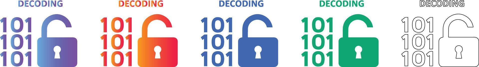 Data Decoding Security Concept Icons Set vector