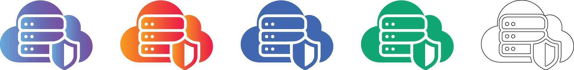 Cloud Server Security Icon Set vector