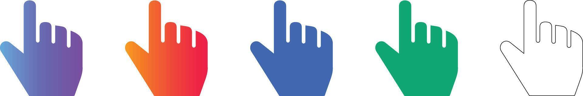 mano puntero hacer clic icono conjunto vector