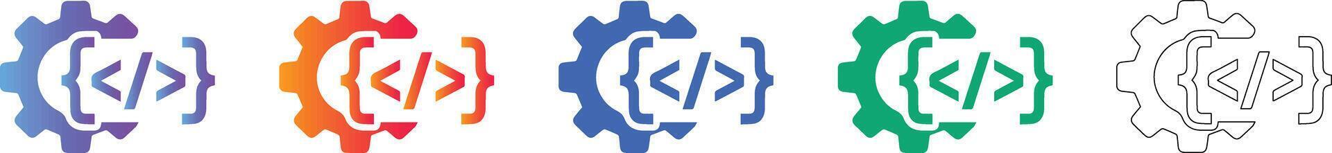 Programming and Development Gear Icons vector