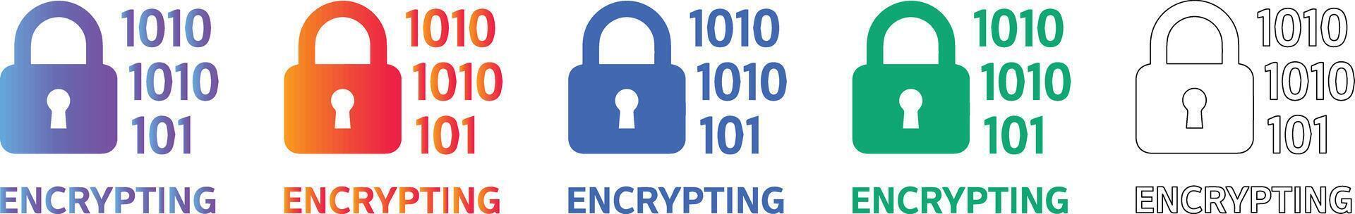 Data Encryption and Security Icons vector