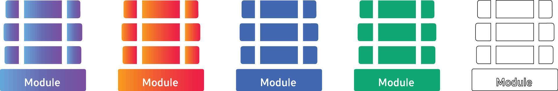 Data Module Server Infrastructure Icon Set vector
