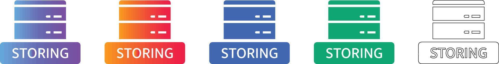 Server Storage Data Icon Set vector