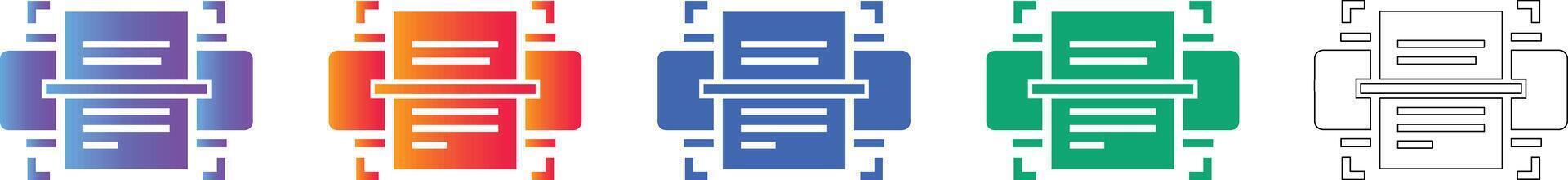 Document Scanner Interface Icons Set vector