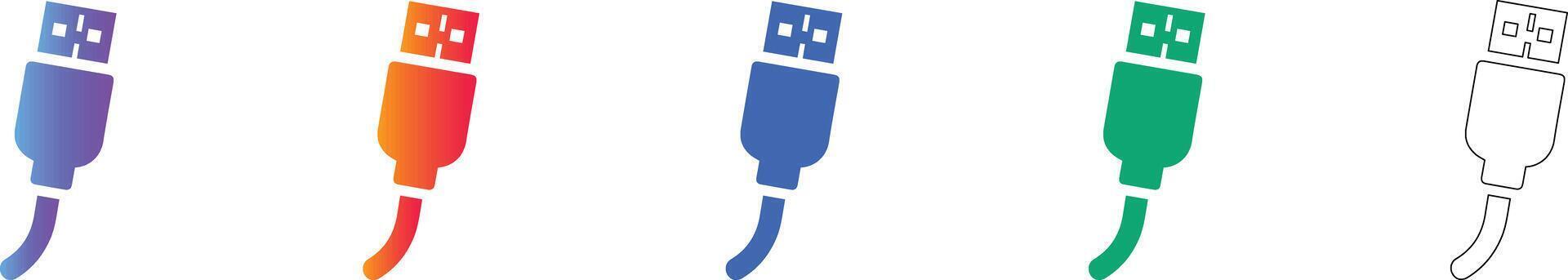 USB Connectivity Cable Icon Set vector