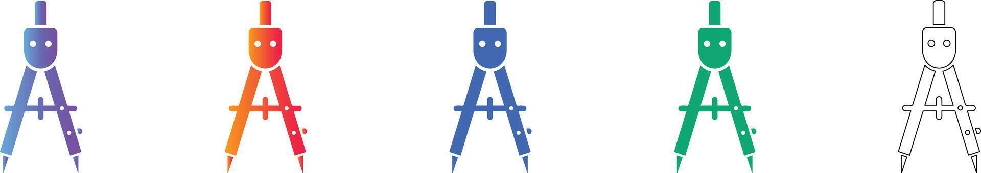 Engineering Drafting Compass Icon Set vector