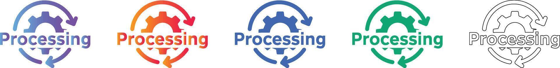 datos Procesando y mejoramiento icono conjunto vector