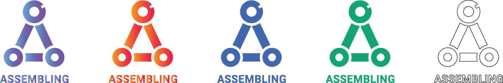 Assembling Process Concept Icon Set vector