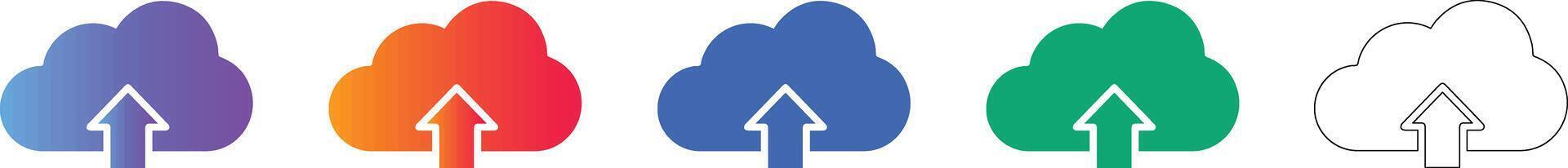 Cloud Upload Network Icon Set vector