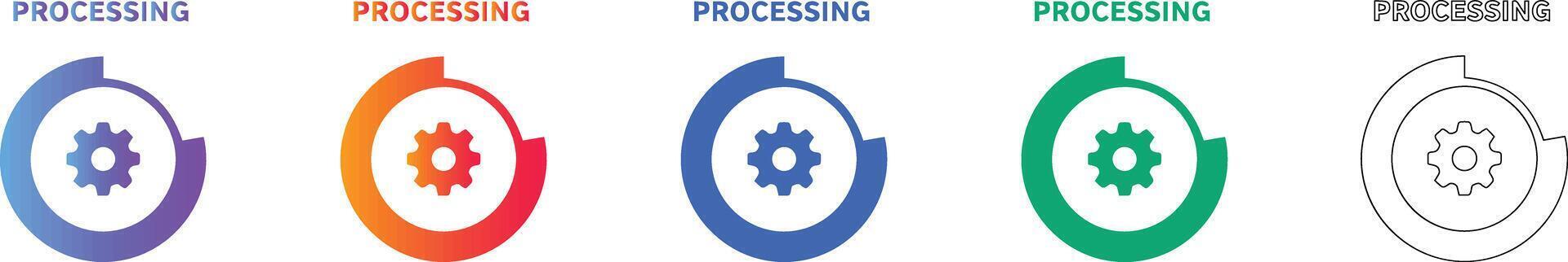 Data Processing Loading Gear Icons vector