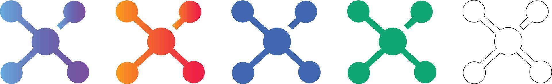 Connected Node Network Icons vector