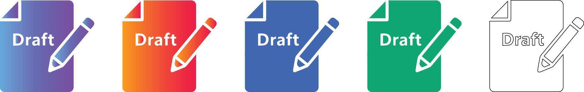 Draft Document Editing Icons vector