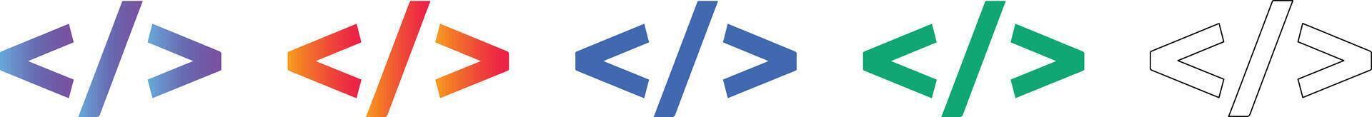 Programming Code Snippet Icons Set vector