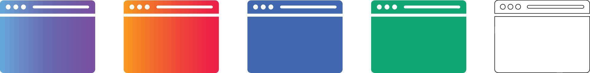 Browser Window Icon Set for Web Interface vector