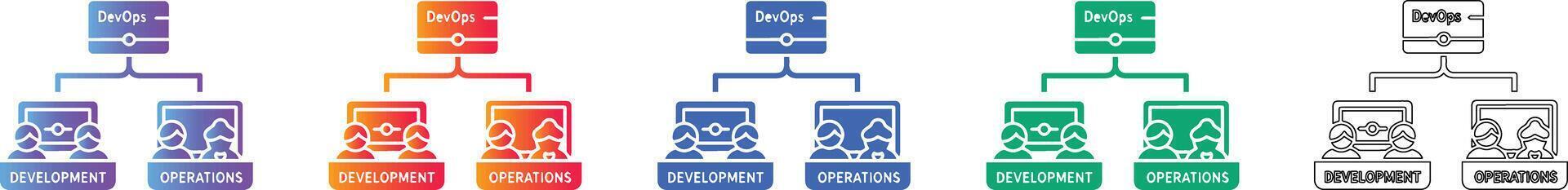 DevOps Development and Operations Integration Icons vector