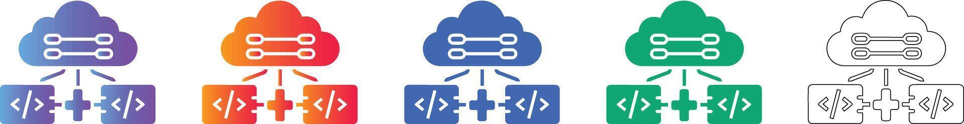 Cloud Computing Modular Integration Icons vector