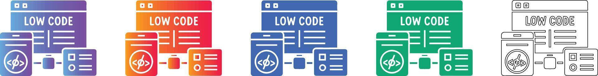 Low Code Development Platform Icons Set vector