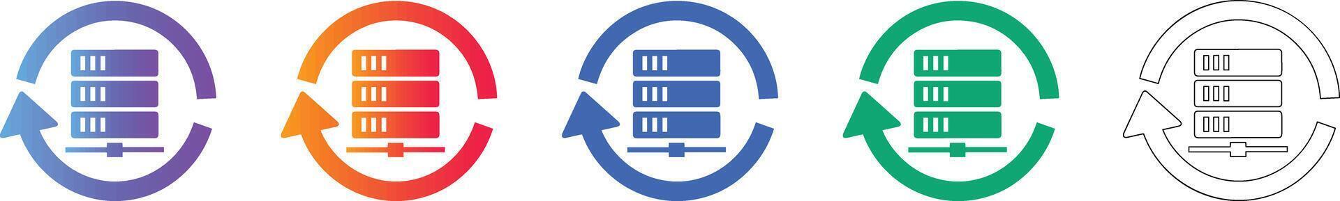 Server Data Refresh Icon Set vector