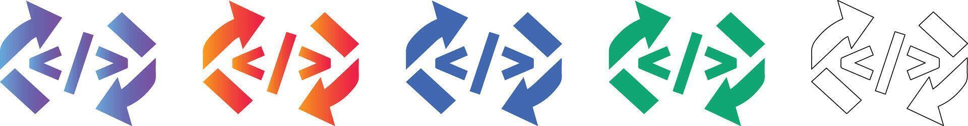 Software Development Code Cycle Icons vector