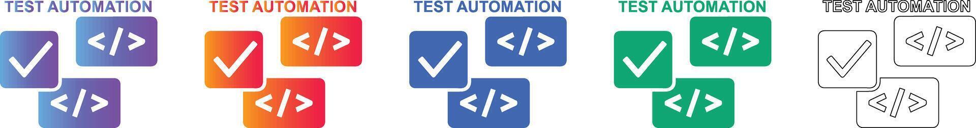 Test Automation Code Icon Set vector