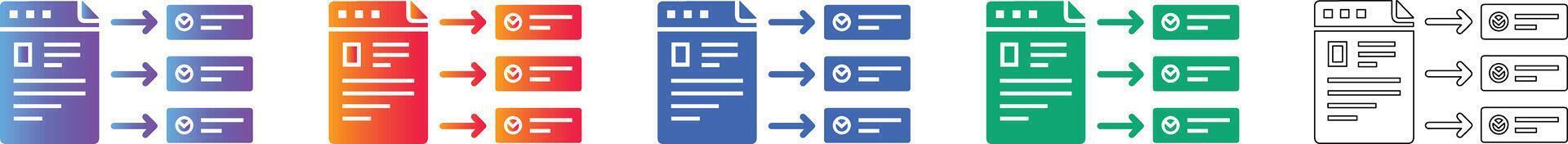 documento datos distribución proceso íconos vector