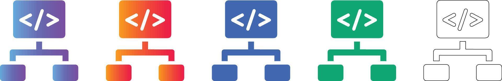 Code Hierarchy Structure Icon Set vector
