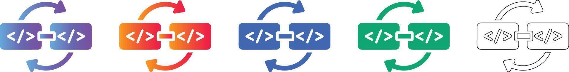 Data Synchronization Code Icons vector