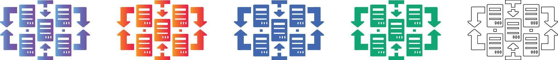 Data Flow and Server Processing Icons vector