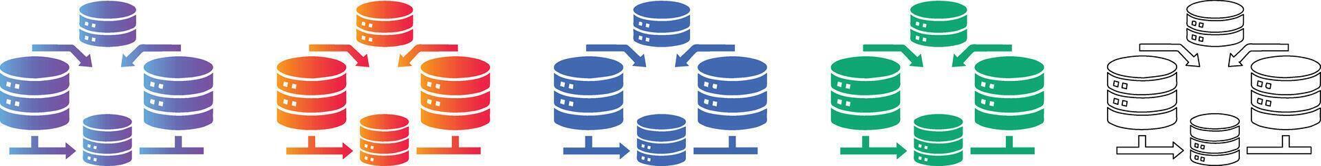 base de datos racimo red icono conjunto vector