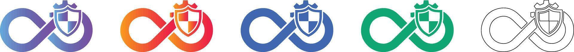 Infinity Loop Security Shield Icon Set vector