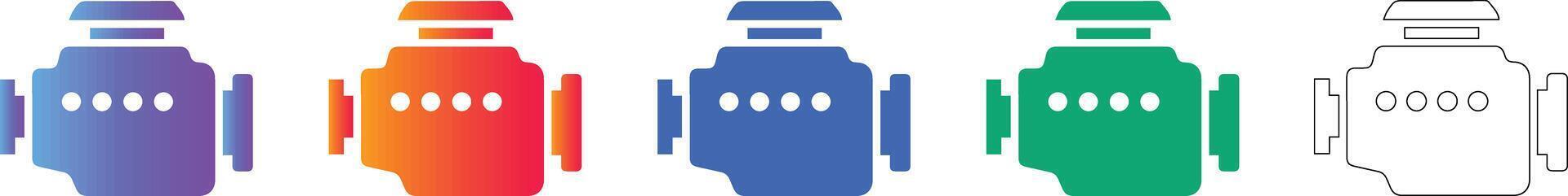 técnico motor componente icono conjunto vector