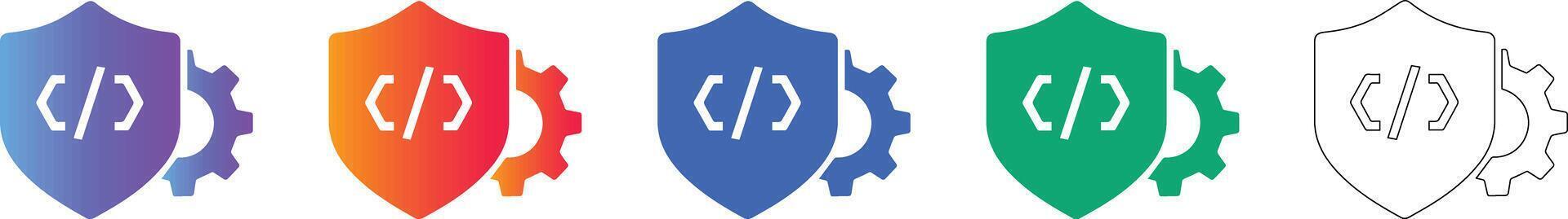 Code Security and Development Shield Icons vector