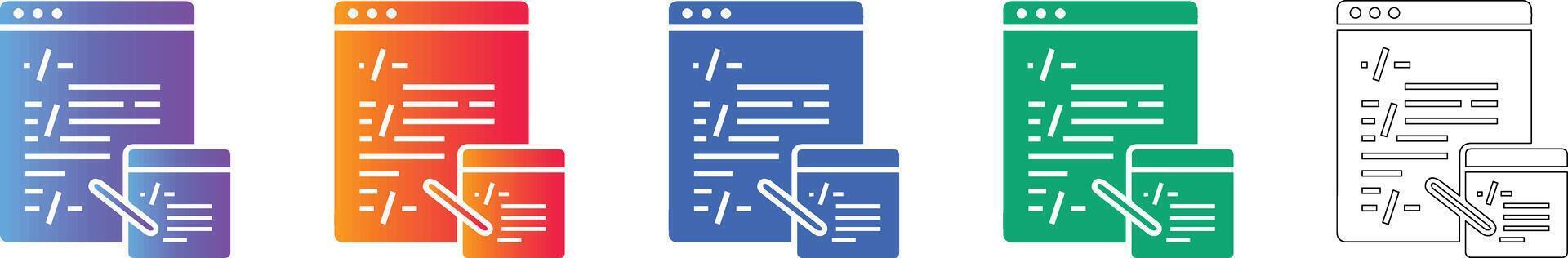 web desarrollo codificación proceso íconos vector