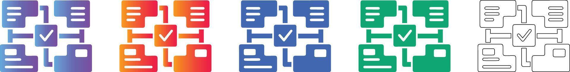 Secure Data Validation Process Icons vector
