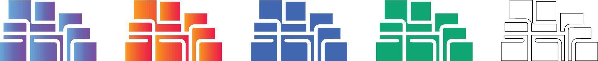 Structured Data Block Layout Icon Set vector