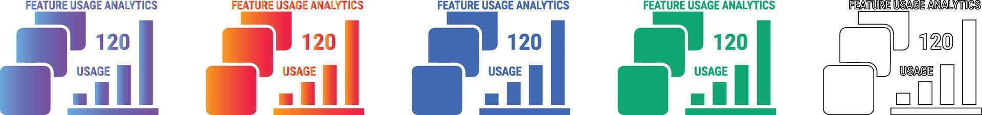 Feature Usage Analytics Icon Set vector