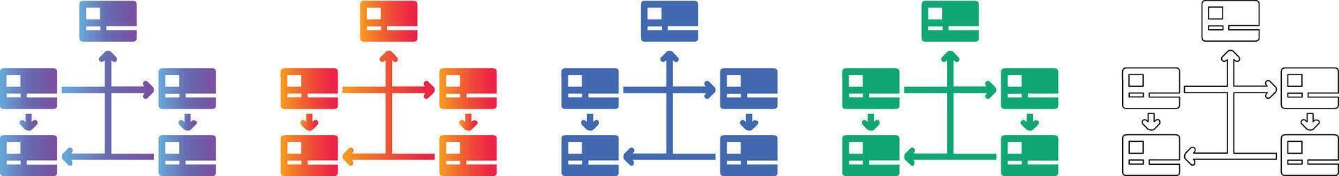 Database Network Data Flow Icons vector
