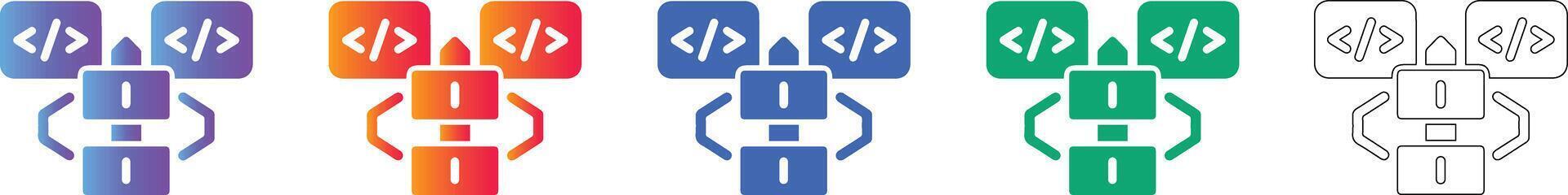 Programming Code Structure Architecture Icons vector