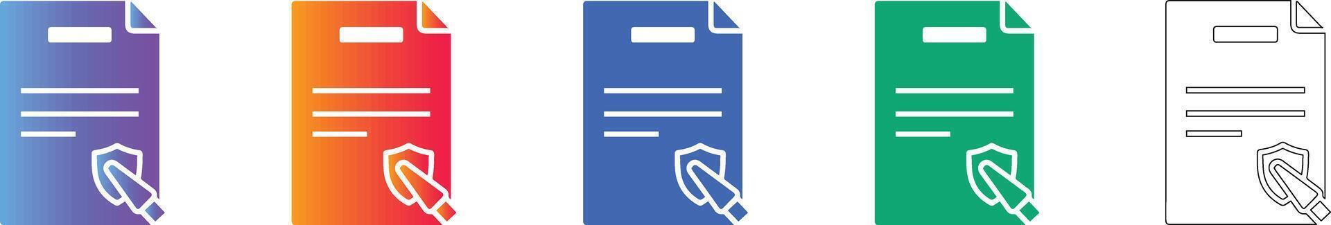 protegido documento Procesando icono conjunto vector