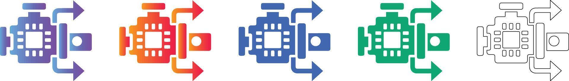 CPU Processing Logic Icons vector