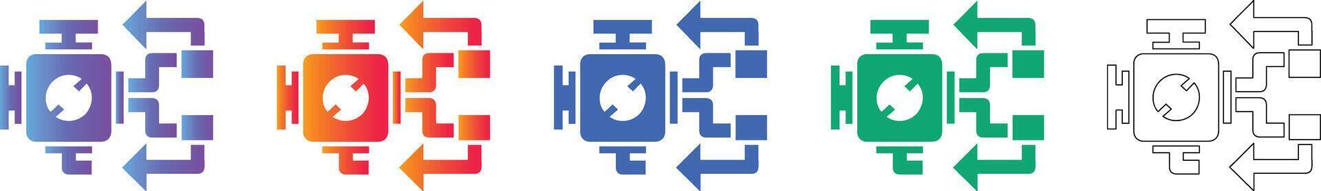 Data Processing Flowchart Icon Set vector
