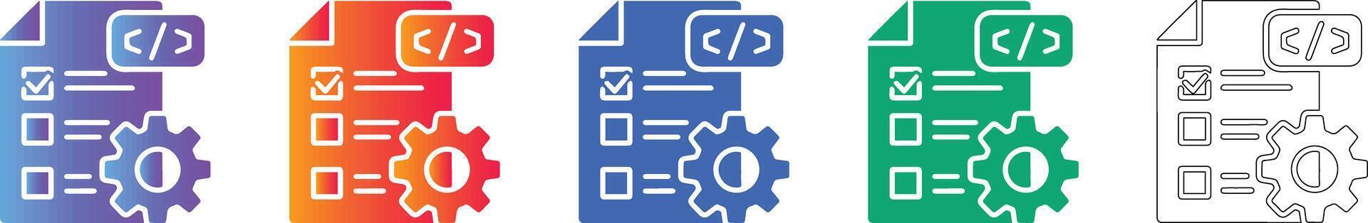 Code Development and Task Management Icon Set vector