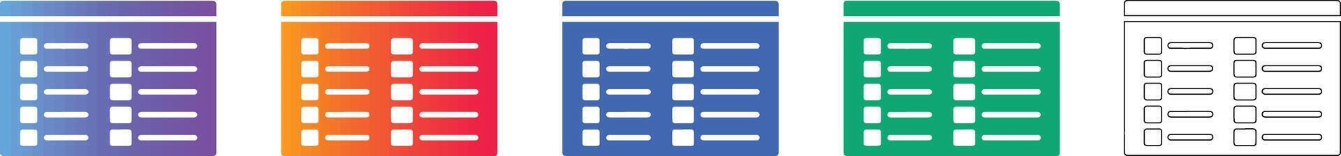 Structured Data Table Icon Set vector