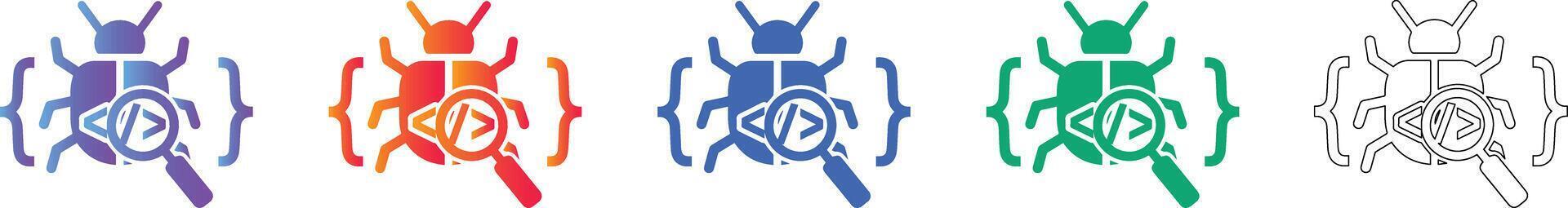 software error detección código íconos vector