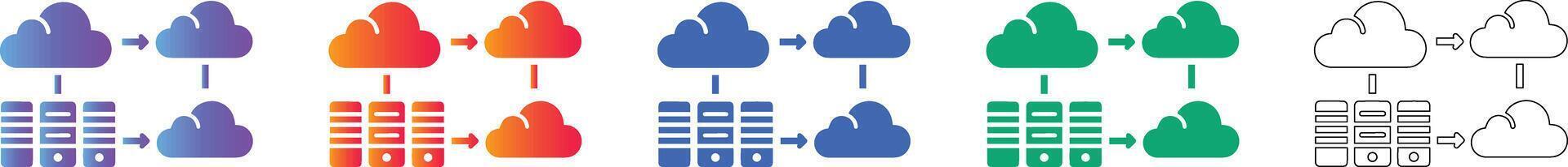 Cloud Data Syncing Icon Set vector