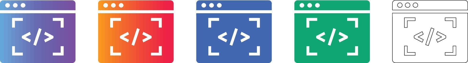 Web Development Code Snippet Icon Set vector