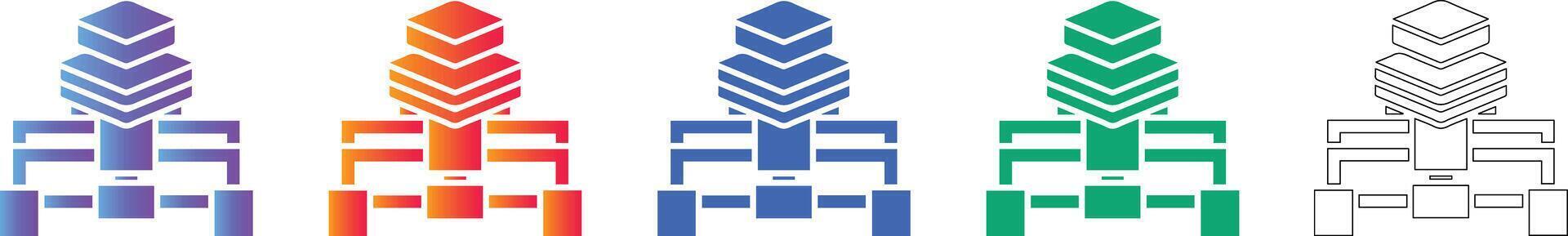 Multi Level Data Structure Icon Collection vector