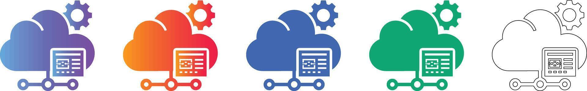 Cloud Server Configuration Icons vector