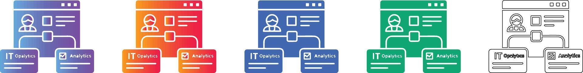 IT Analytics Dashboard Interface Icon Set vector